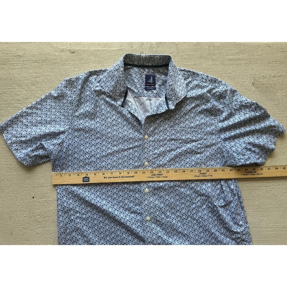 Johnnie-O Floral Performance Polo Men's XLarge Blue White Golf Shirt - Picture 9 of 11